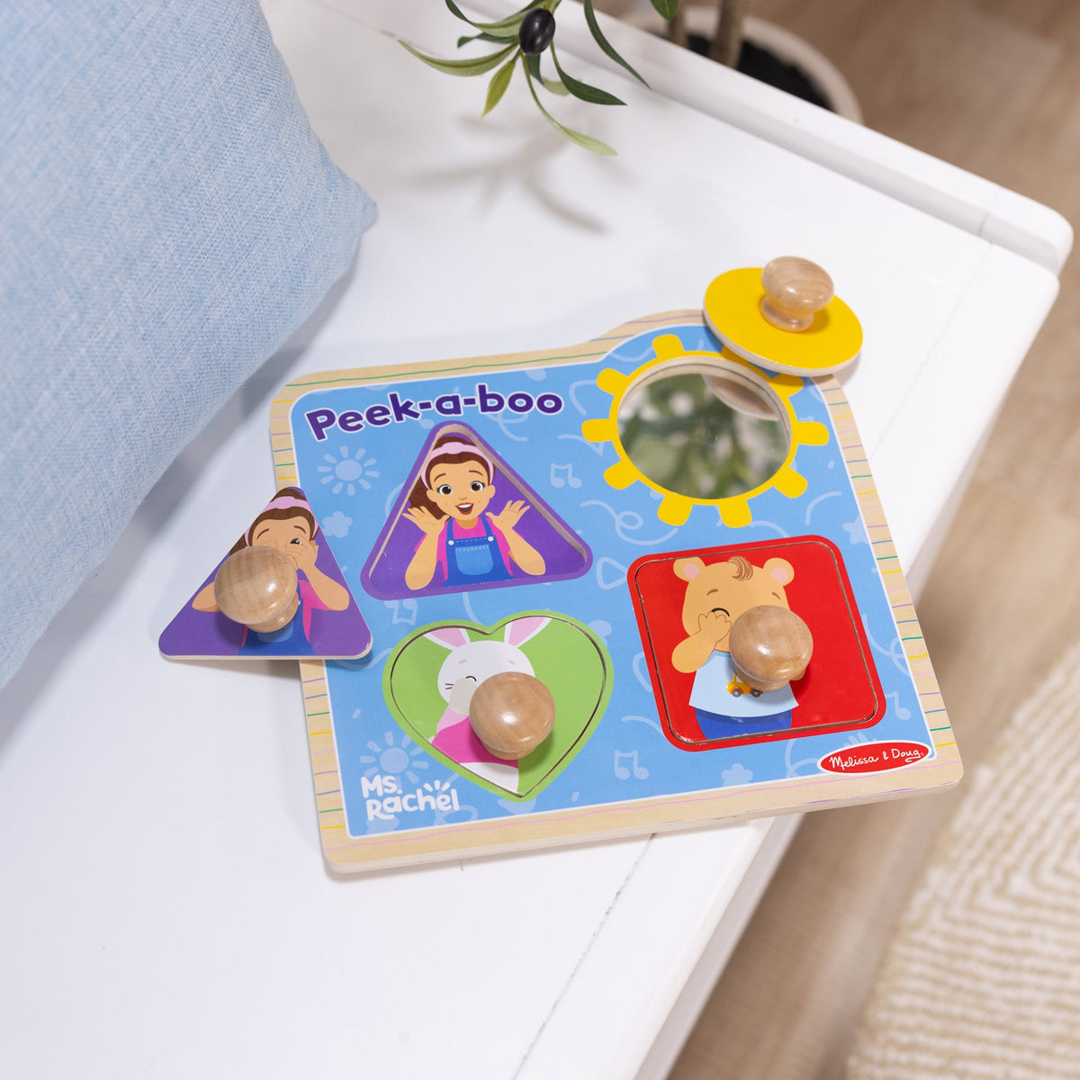 Melissa and Doug Ms RachelTM Wooden Peek-a-Boo Jumbo Peg Puzzle 4 Pieces