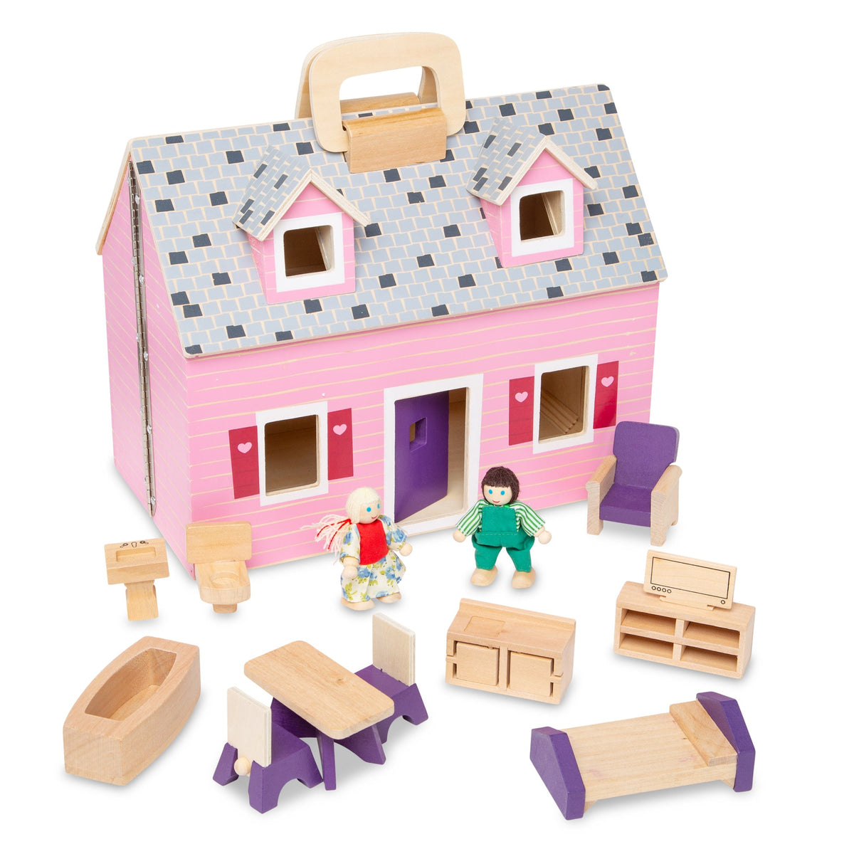 Melissa and Doug Wooden Fold Go Dollhouse