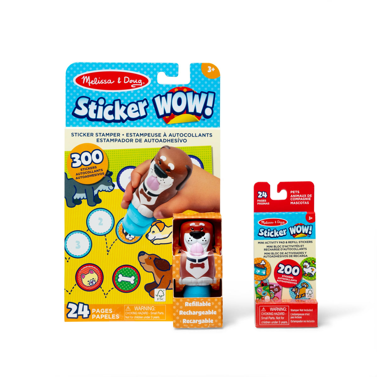 Melissa and Doug Sticker WOWTM Dog Bundle Activity Pad Sticker Stamper Mini Activity Pad and 200 Refill Stickers
