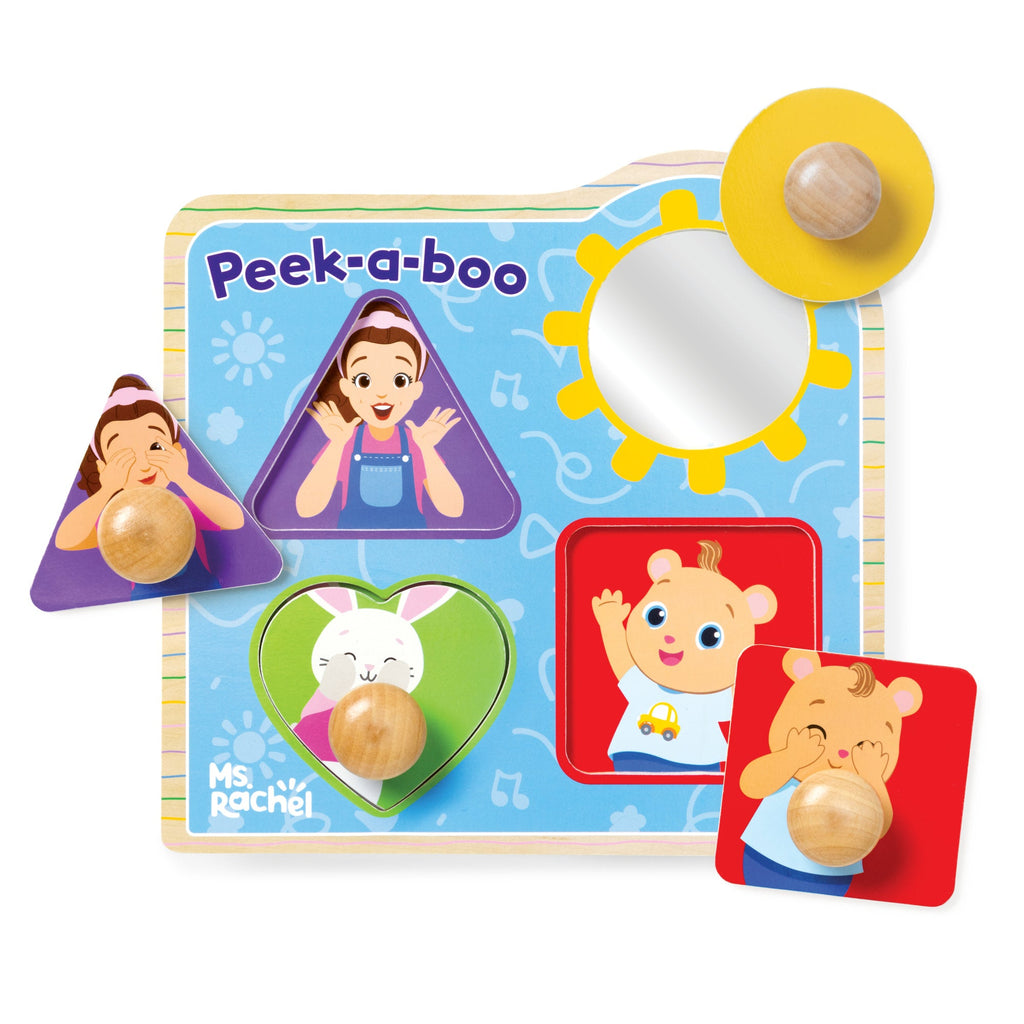 Melissa and Doug Ms RachelTM Wooden Peek-a-Boo Jumbo Peg Puzzle 4 Pieces