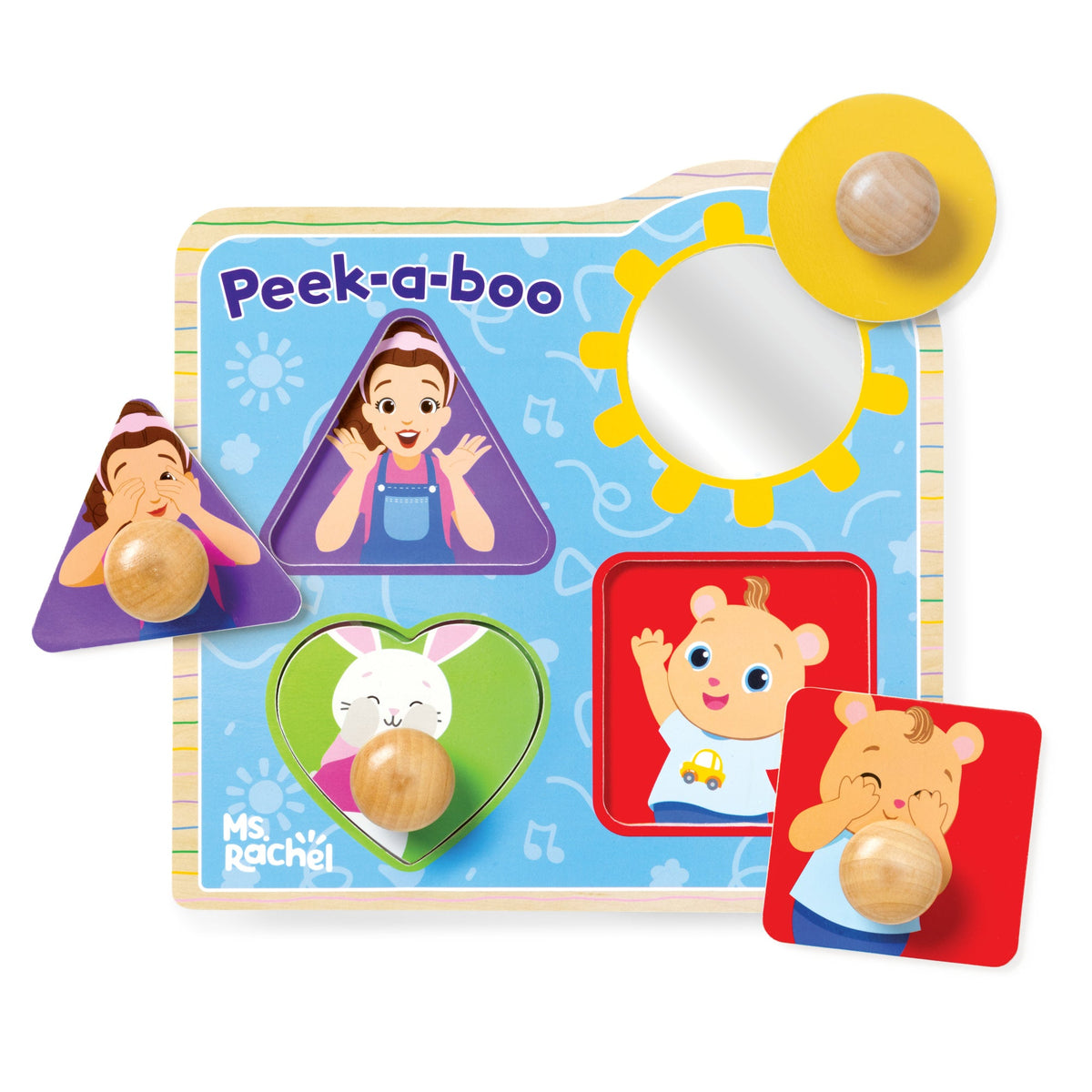 Melissa and Doug Ms RachelTM Wooden Peek-a-Boo Jumbo Peg Puzzle 4 Pieces