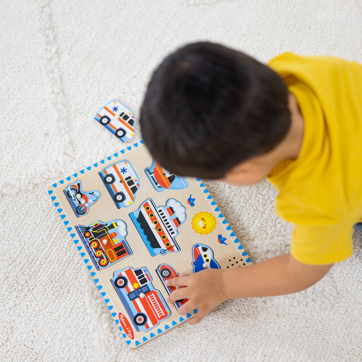 Melissa and Doug Wooden Sound Puzzle 2-Pack Farm Animals Vehicles