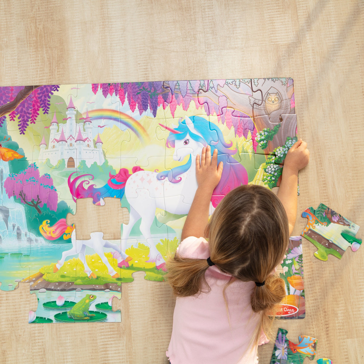 Melissa and Doug Glow-in-the-Dark Unicorn Floor Puzzle - 48 Pieces