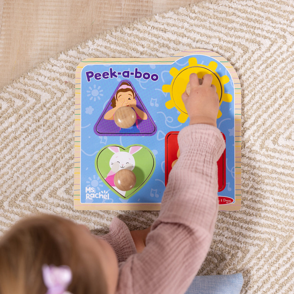 Melissa and Doug Ms RachelTM Wooden Peek-a-Boo Jumbo Peg Puzzle 4 Pieces
