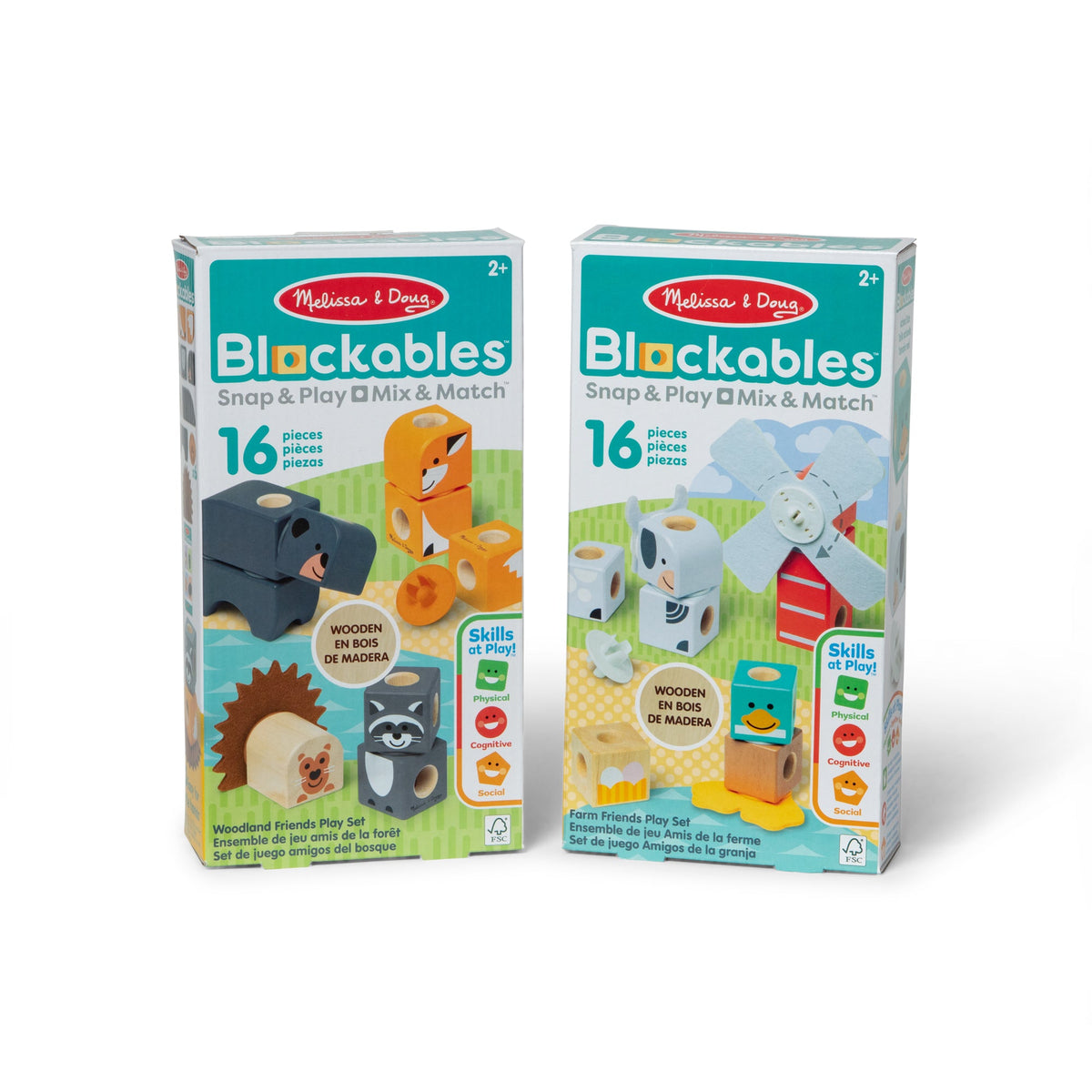 Melissa and Doug BlockablesTM Play Sets Farm Friends and Woodland Friends 2-Pack Bundle