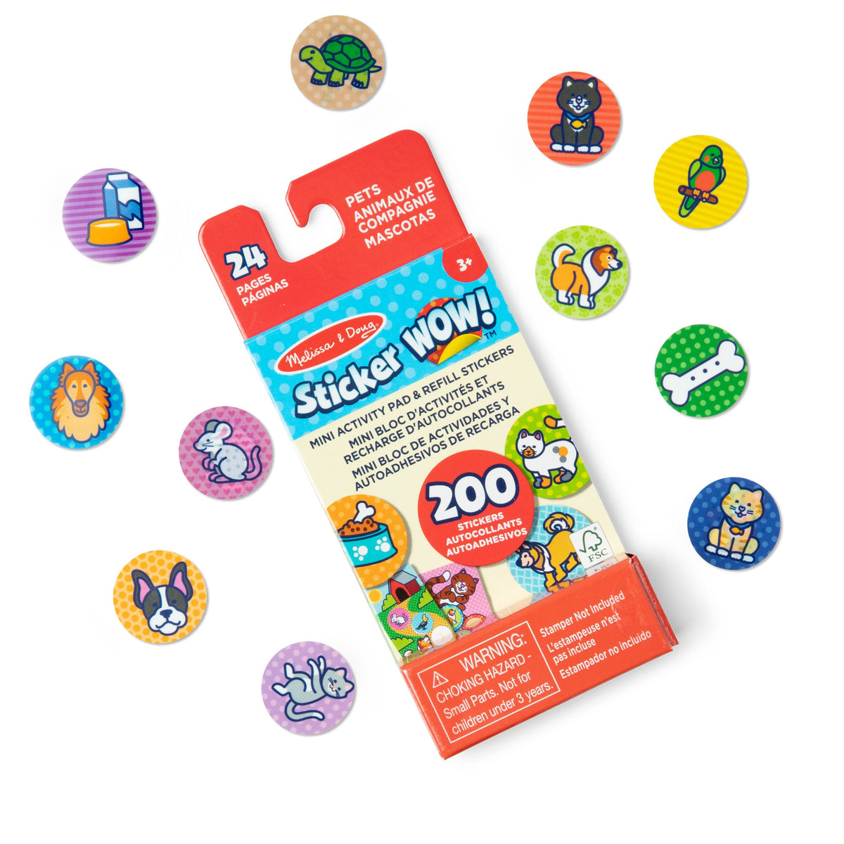 Melissa and Doug Sticker WOW Mini Activity Pad Refill Stickers - Pets 200 Stickers Stamper Not Included