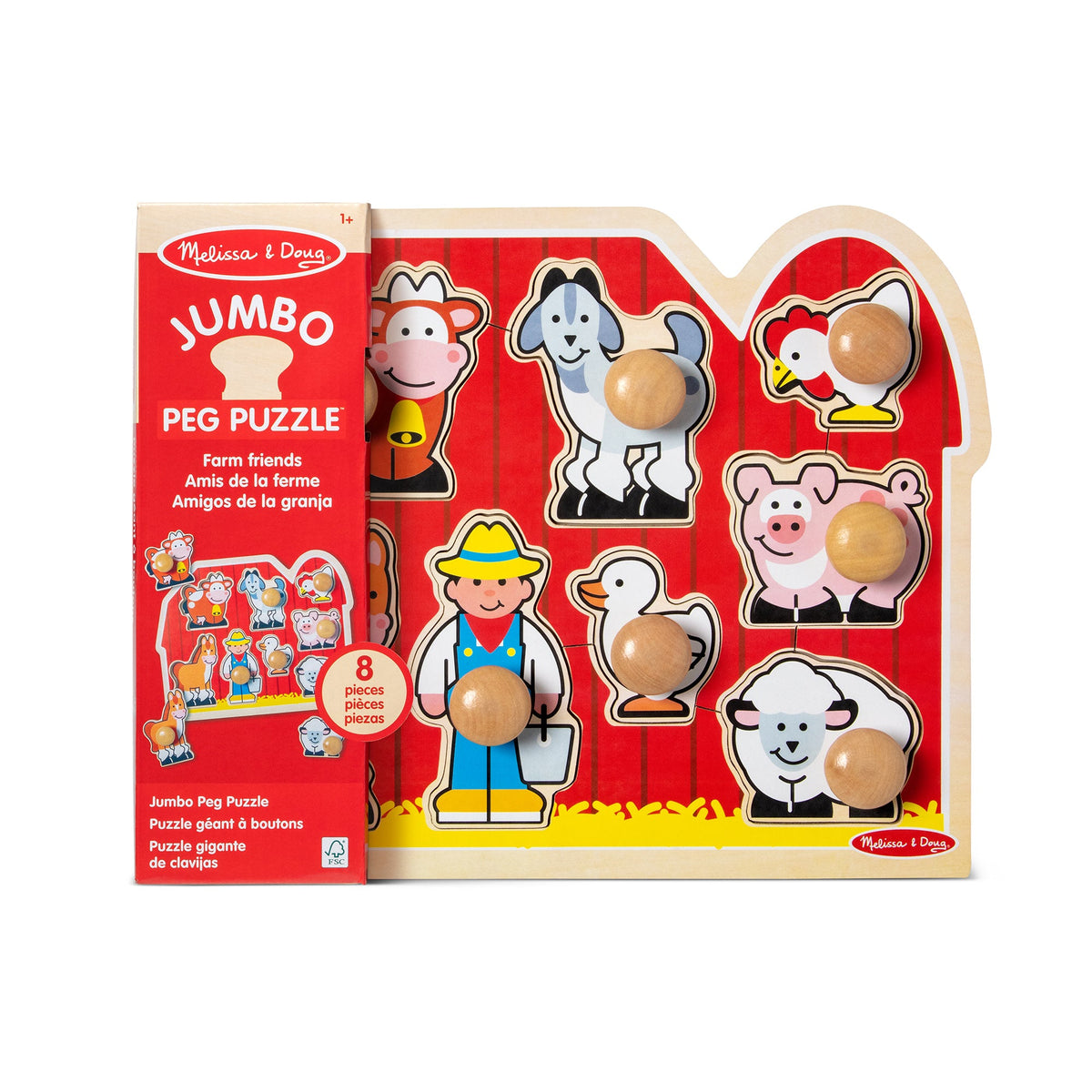 Melissa and Doug Farm Friends Jumbo Peg Puzzle - 8 Pieces