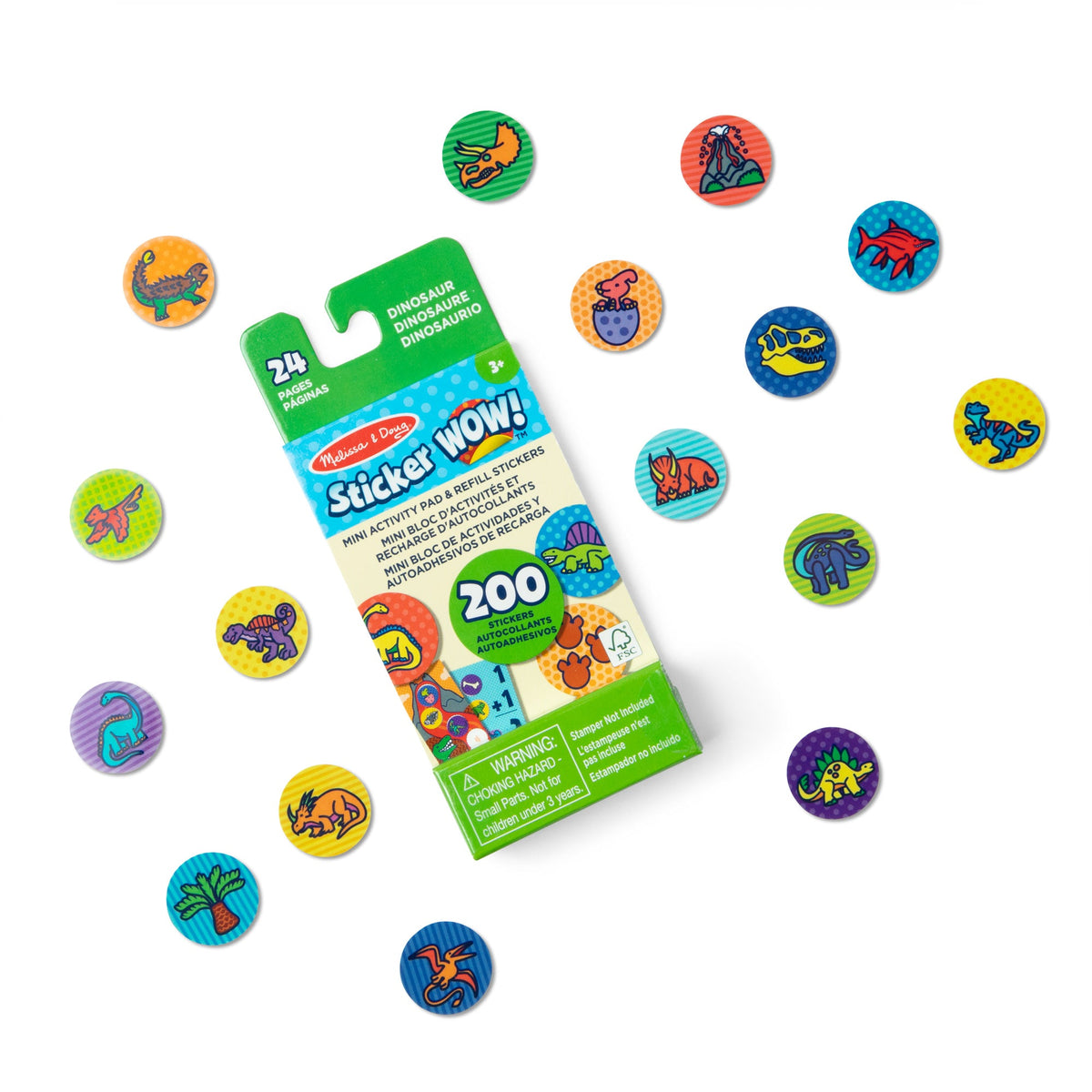 Melissa and Doug Sticker WOW Mini Activity Pad Refill Stickers - Dinosaur 200 Stickers Stamper Not Included
