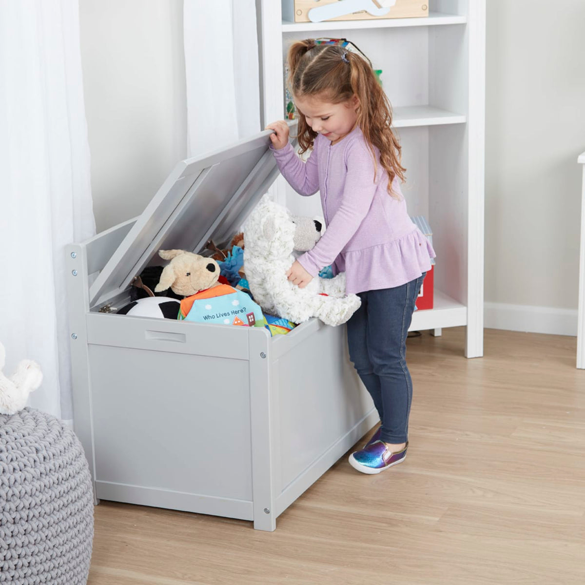 Melissa and Doug Wooden Toy Chest Gray