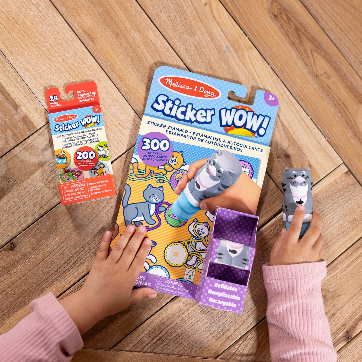 Melissa and Doug Sticker WOWTM Cat Bundle Activity Pad Sticker Stamper Mini Activity Pad and 200 Refill Stickers