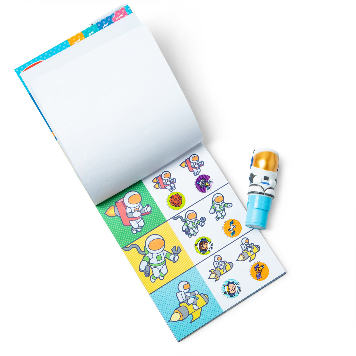 Melissa and Doug Sticker WOWTM Astronaut Bundle Activity Pad Sticker Stamper Mini Activity Pad and 200 Refill Stickers